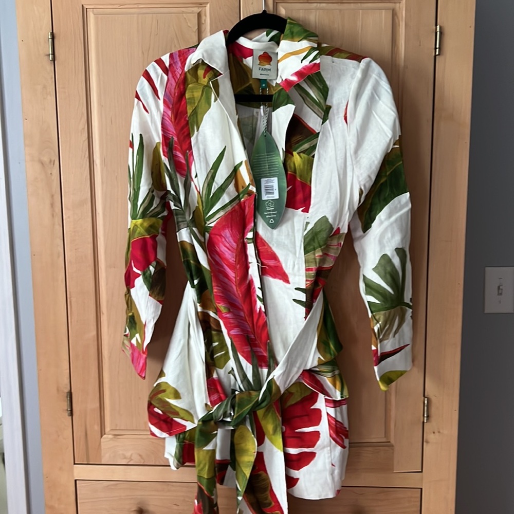 Farm Rio Spring Forest Mini Dress Size Medium - Picture 4 of 5